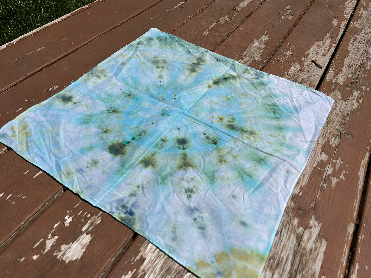 Blue and Green Spiral Bandana